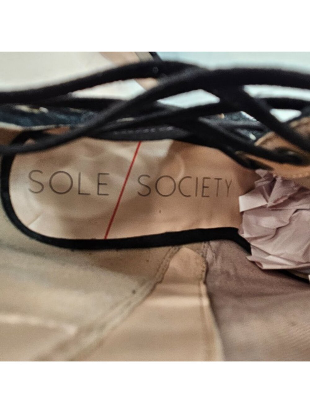 Sole Society Peep Toe Boots Suede Black Boho Western Block Heel Ankle Boots 7.5 - Picture 11 of 13